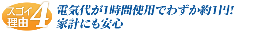 電気代が1時間使用でわずか約1円と家計にも安心