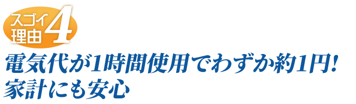 電気代が1時間使用でわずか約1円と家計にも安心